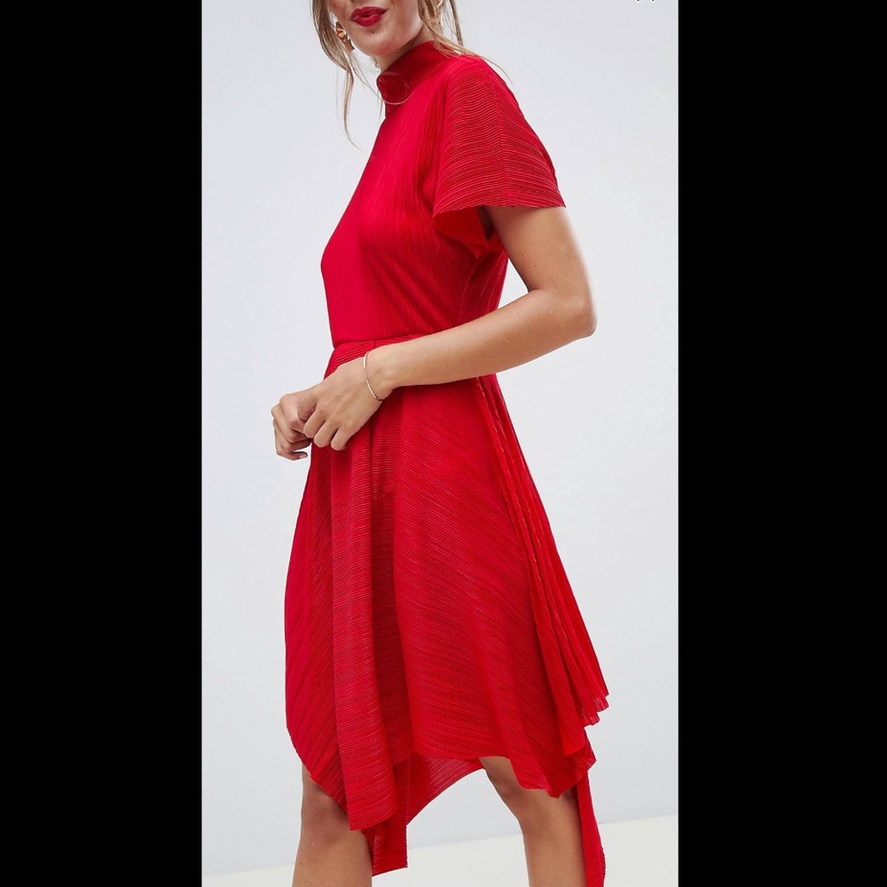 Midi high neck backless dress